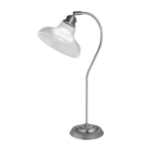 Bistro Glass Holphane Style Table Lamp In Satin Silver