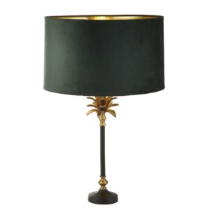 Palm Green Velvet Shade Table Lamp In Antique Brass And Black