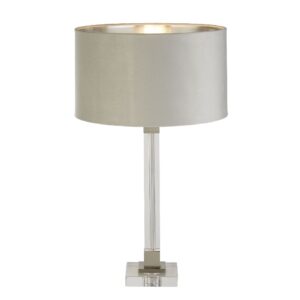 Scarborough Grey Velvet Shade Table Lamp In Crystal Base