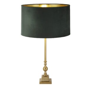 Whitby Green Velvet Shade Table Lamp In Antique Brass