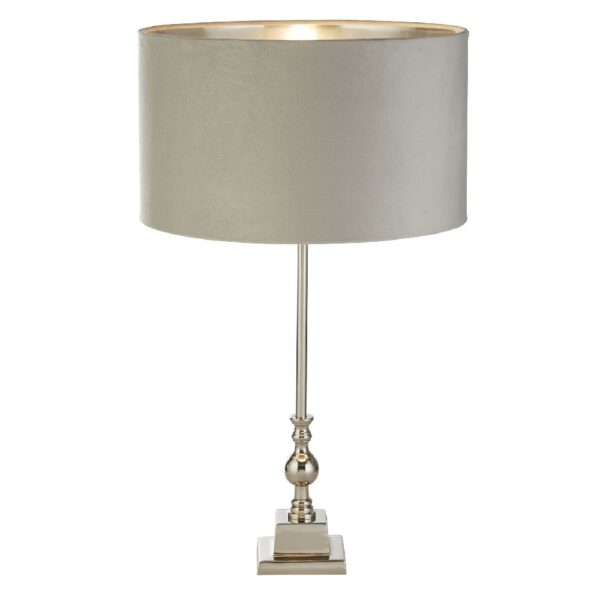 Whitby Light Grey Velvet Shade Table Lamp In Chrome