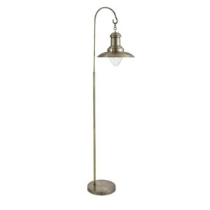 Fisherman Clear Glass Shade Floor Lamp In Antique Brass